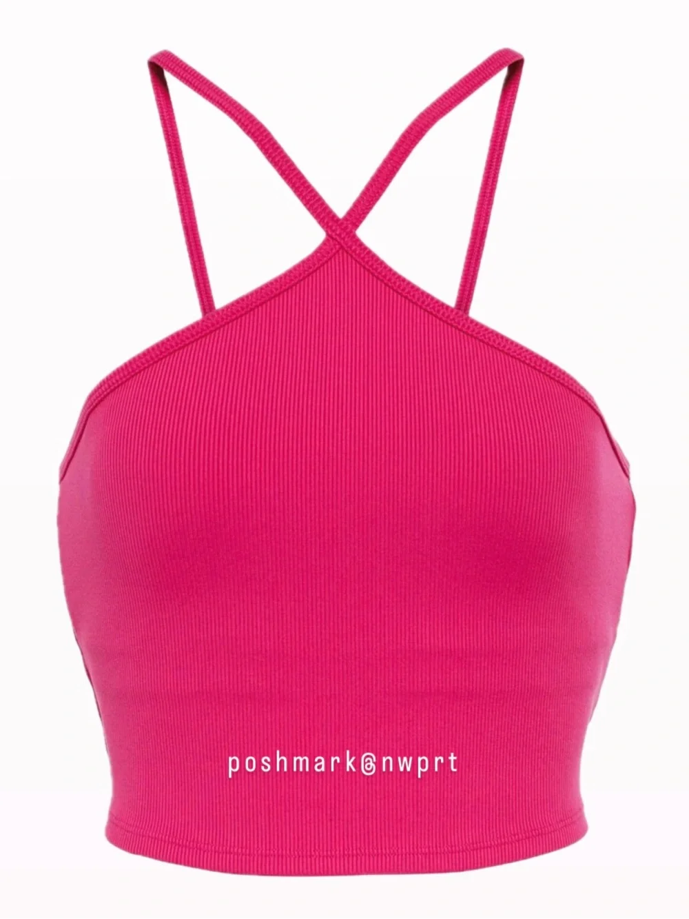 ALO 💓 Goddess Cross Top Halter Crop Tank Magenta Crush Hot Pink S Small